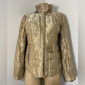 Bogner Metallic Gold Down Puffer Jacket | Joan Thymann Designer | US 4 / EU 34